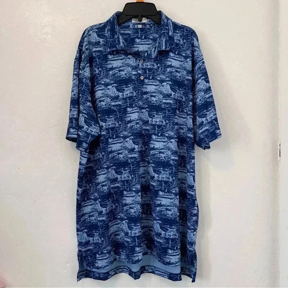 Peter Millar Summer Comfort Men’s L Blue Golf Landmark Performance Jersey Polo - Picture 4 of 14